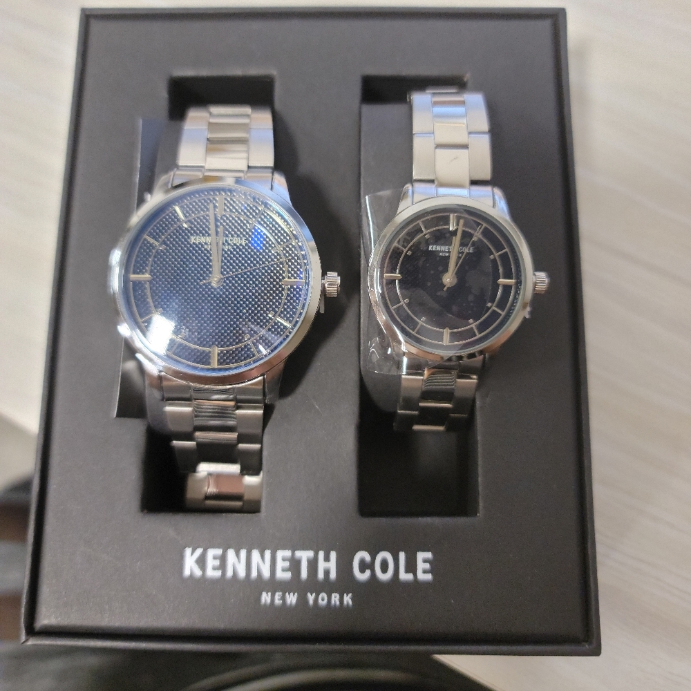 Kenneth Cole | His & Hers Silver + Black  Steel Watch Set - Picture 2 of 5